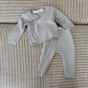 Blue Pointelle Knit Set